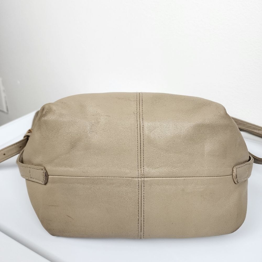 Stone Mountain Beige Tan Leather Slouch Shoulder Bag Purse Hobo Crossbody - Picture 12 of 16